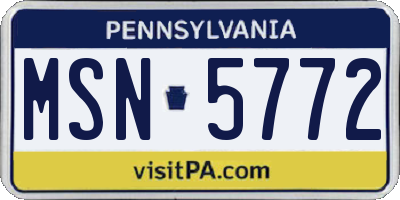 PA license plate MSN5772