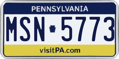 PA license plate MSN5773
