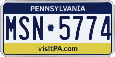 PA license plate MSN5774