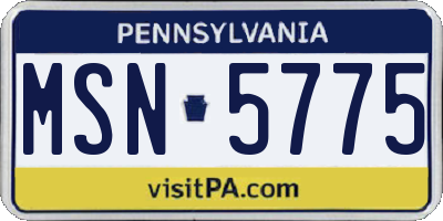 PA license plate MSN5775