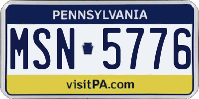 PA license plate MSN5776