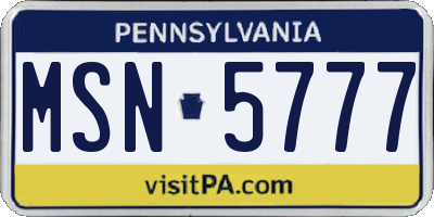 PA license plate MSN5777
