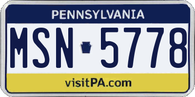 PA license plate MSN5778