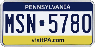 PA license plate MSN5780