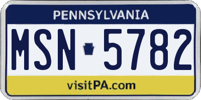 PA license plate MSN5782