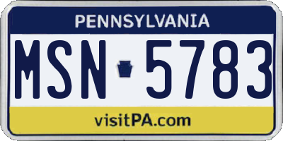 PA license plate MSN5783