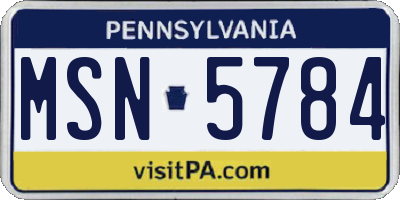 PA license plate MSN5784