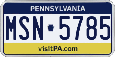 PA license plate MSN5785