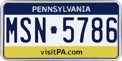 PA license plate MSN5786