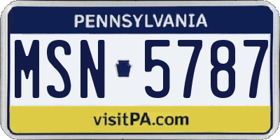PA license plate MSN5787