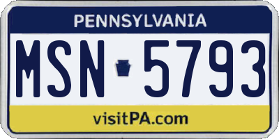 PA license plate MSN5793