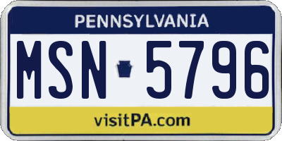 PA license plate MSN5796