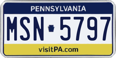PA license plate MSN5797