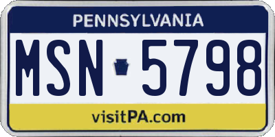 PA license plate MSN5798
