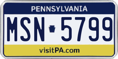 PA license plate MSN5799