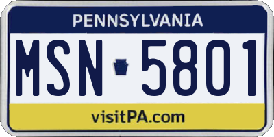 PA license plate MSN5801
