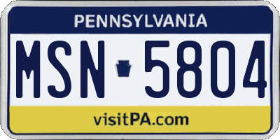 PA license plate MSN5804