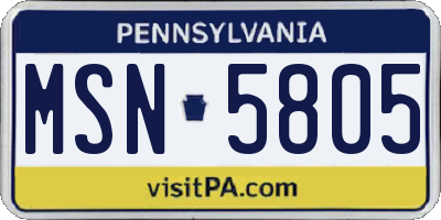 PA license plate MSN5805