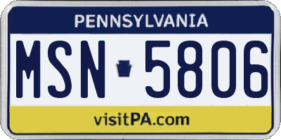 PA license plate MSN5806