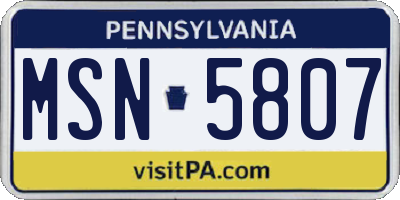 PA license plate MSN5807