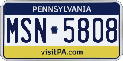 PA license plate MSN5808