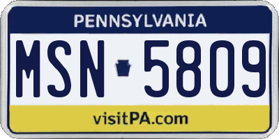 PA license plate MSN5809