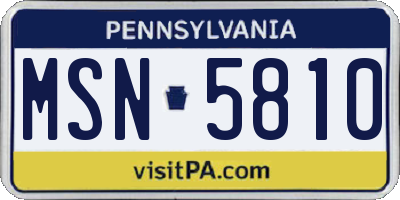 PA license plate MSN5810