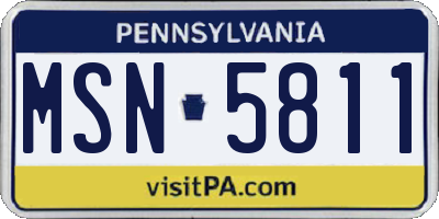PA license plate MSN5811