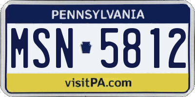 PA license plate MSN5812