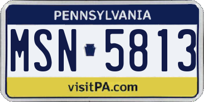 PA license plate MSN5813