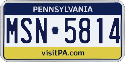 PA license plate MSN5814