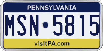 PA license plate MSN5815