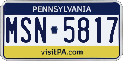 PA license plate MSN5817