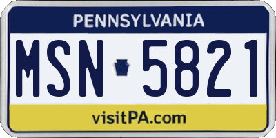 PA license plate MSN5821