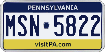 PA license plate MSN5822