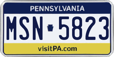 PA license plate MSN5823