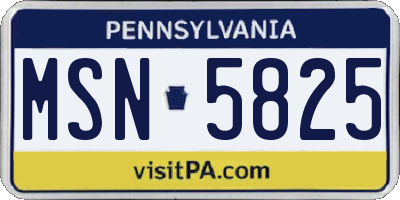 PA license plate MSN5825