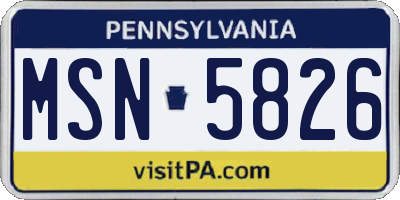 PA license plate MSN5826