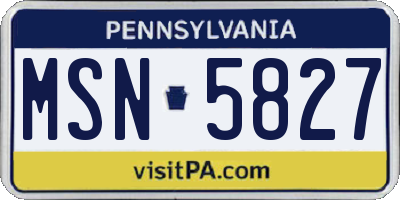 PA license plate MSN5827
