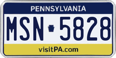 PA license plate MSN5828