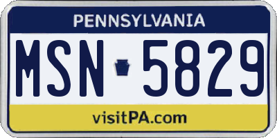 PA license plate MSN5829