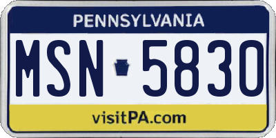 PA license plate MSN5830