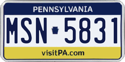 PA license plate MSN5831