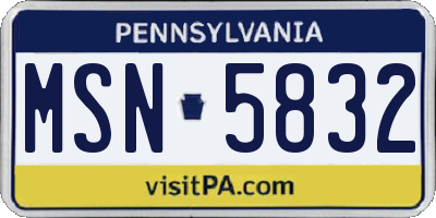PA license plate MSN5832