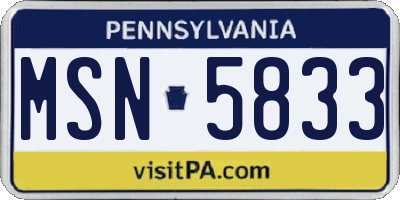 PA license plate MSN5833