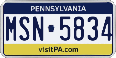 PA license plate MSN5834