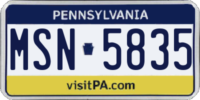 PA license plate MSN5835