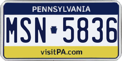 PA license plate MSN5836