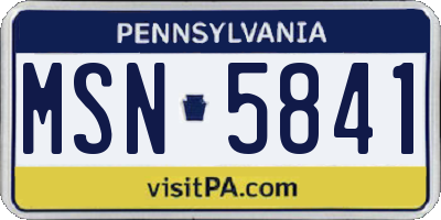 PA license plate MSN5841