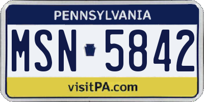 PA license plate MSN5842